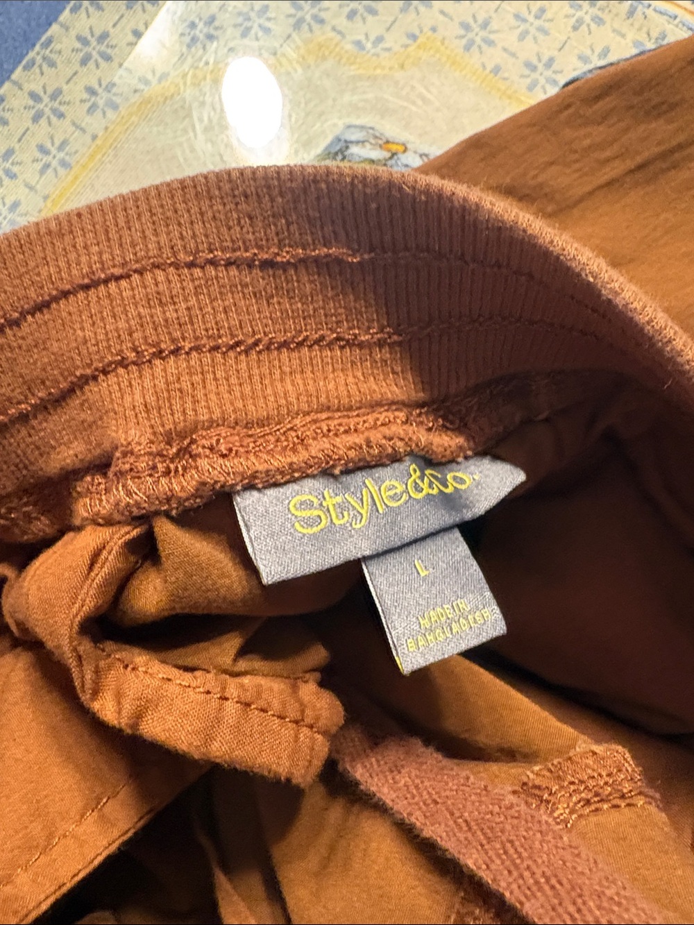 Style & Co. Rust Straight-Leg Embroidered Drawstring Pants - Picture 3 of 4